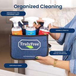 Truly Free Home Cleaning Caddy: quickly store your Truly Free Home cleaners and refills.