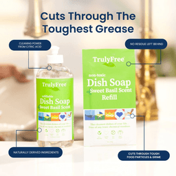 Truly Free Home Dish Soap: Cuts through the toughest grease.
