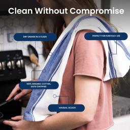 Truly Free Home Dish Towel: dry dishes in a flash, washable and durable, organic, GOTS certified.