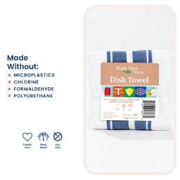 Truly Free Home Dish Towel: made without microplastics, chlorine, formaldehyde, polyurethane.