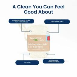 Truly Free Home Sponge: Plastic-free and compostable, organic luffa, dishwasher-safe.