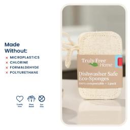 Truly Free Home Sponges: made without microplastics, chlorine, formaldehyde.