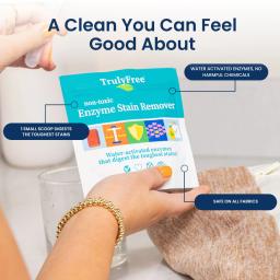 Truly Free Home Enzyme Stain Remover: tough on stains, thoughtfully formulated for all fabrics.