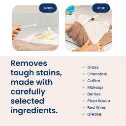 Before / After: Removes tough stains, made with carefully selected ingredients.
