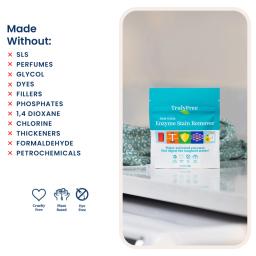 Truly Free Home Enzyme Stain Remover: made without sls, perfumes, glycol, phosphates, chlorine, formaldehyde.