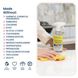 Everyday Cleaner: made without ammonia, chlorine, dyes, glycol ethers, isopropanol, phthalates, triclosan, quats.