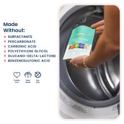 Laundry Machine Cleaner: cruelty free, made without surfactants, carbonic acid, polyethylene glycol, benzenesulfonic acid.