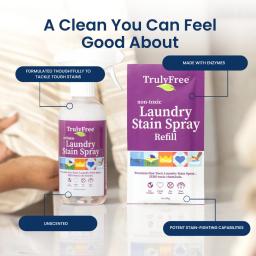 Truly Free Home Laundry Stain Spray: removes tough stains, made with carefully selected ingredients.