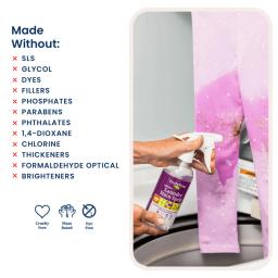 Truly Free Home Laundry Stain Spray: cruelty free and made without sls, glycol, phosphates, parabens, chlorine, formaldehyde.