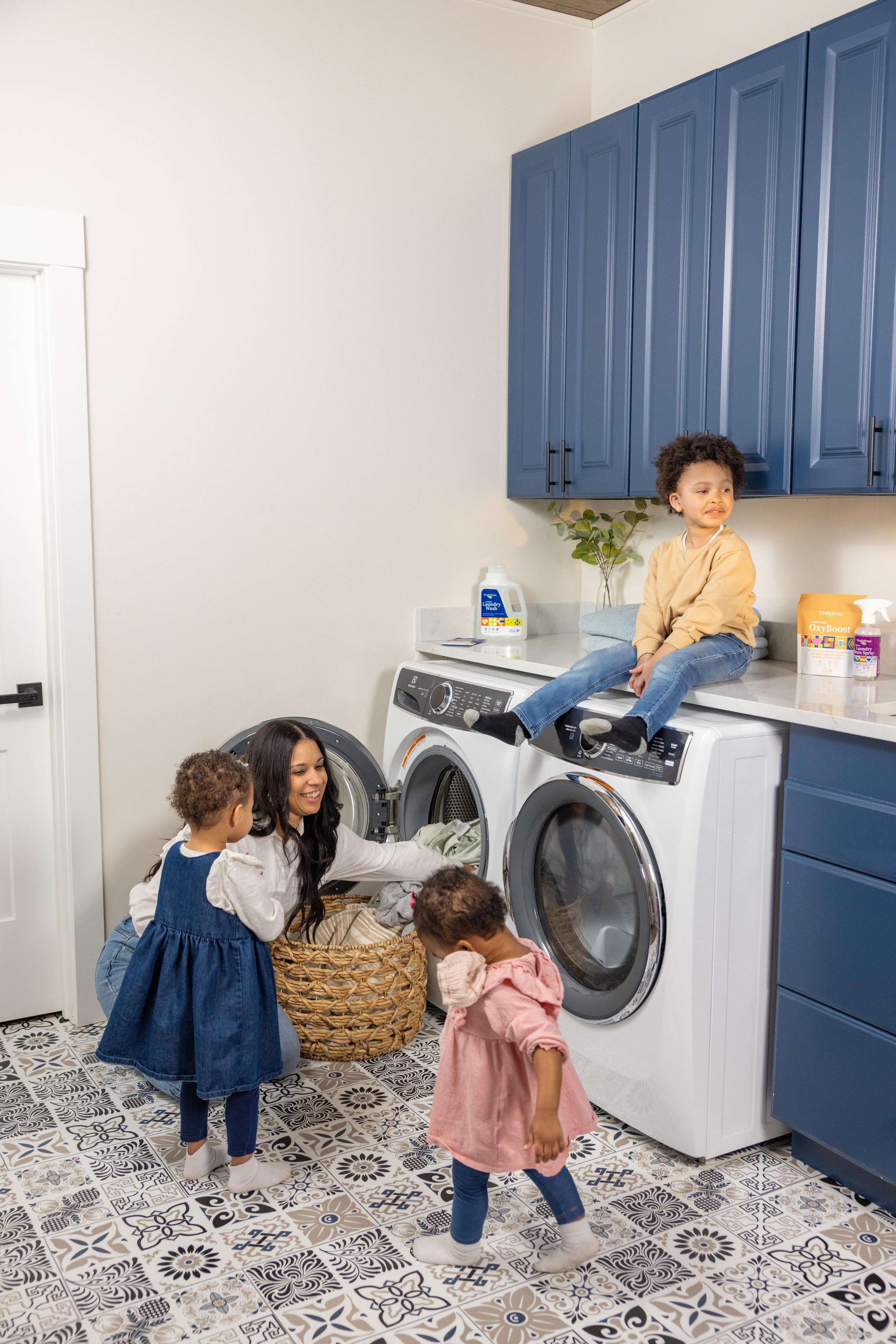 Family doing laundry