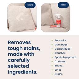 Before / After: Free from fragrances: pet stains, gym bags, carpets, couches, shoes.