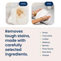 Before / After OxyBoost: Removes tough stains, made with carefully selected ingredients.
