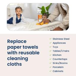 Replace paper towels with cleaning cloths for stainless steel, appliances, kitchen, porcelain.
