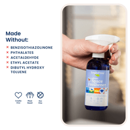 Space Freshener: Made without benzisothiazolinone, phthalates, acetaldehyde, ethyl acetate, dibutyl hydroxy toluene.