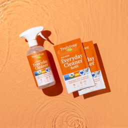 Truly Free Home Everyday Cleaner bottle and 2 refill packs.