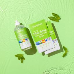 Truly Free Home Dish Soap bottle & 2 refill packs.