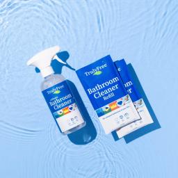 Truly Free Home Bathroom Cleaner spray bottle and 2 refill packs.
