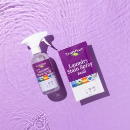Truly Free Home Laundry Stain Spray bottle and refill pack.
