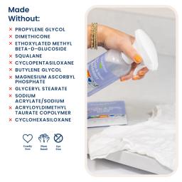 Wrinkle & Static Releaser: cruelty free, without propylene glycol, dimethicone, squalane, cetyl alcohol, peg-100 stearate.